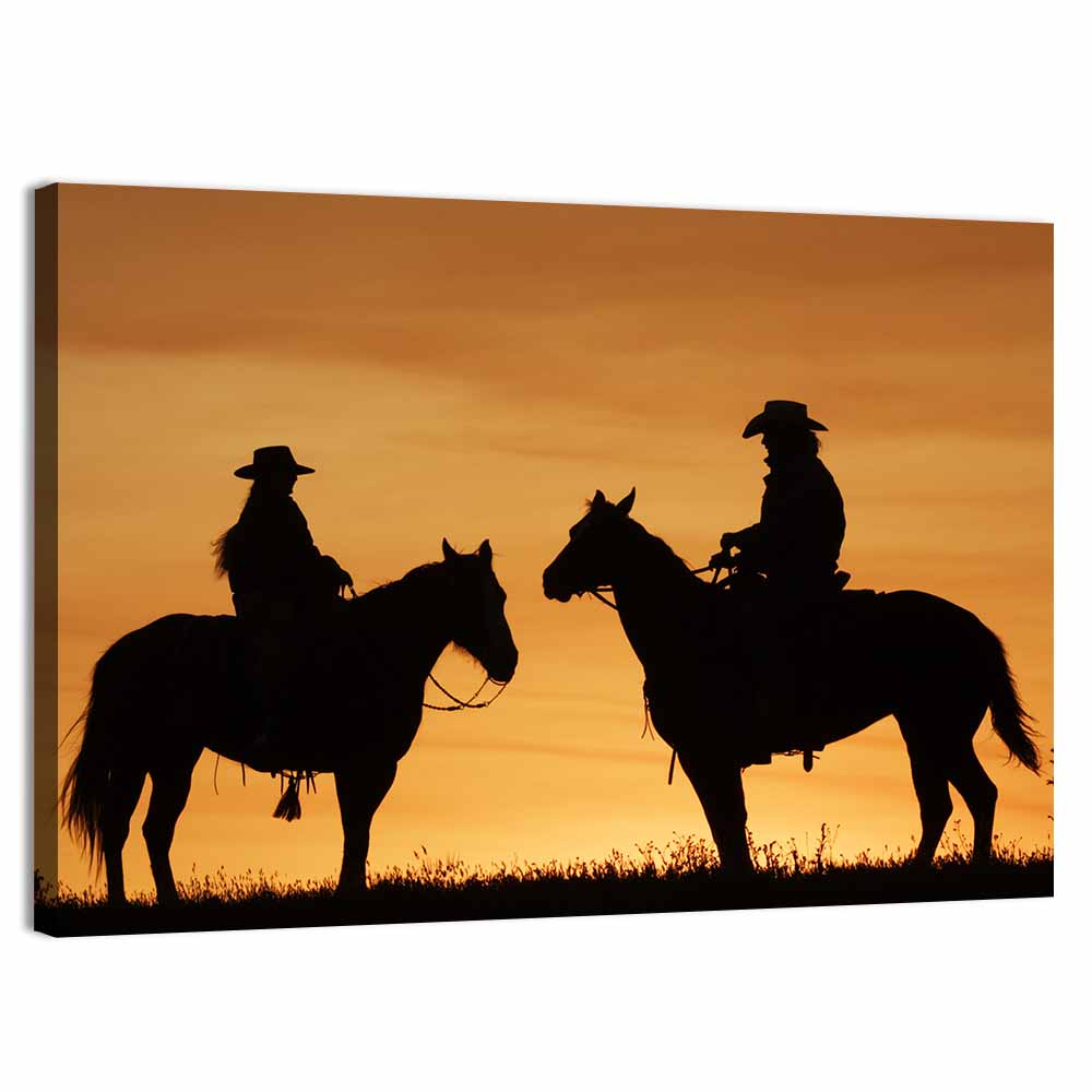 Horse Riders at Sunset Wall Art – CanvasPiece, image size:1000x1000