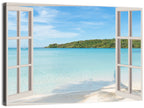 Turquoise Beach View Through Window Wall Art