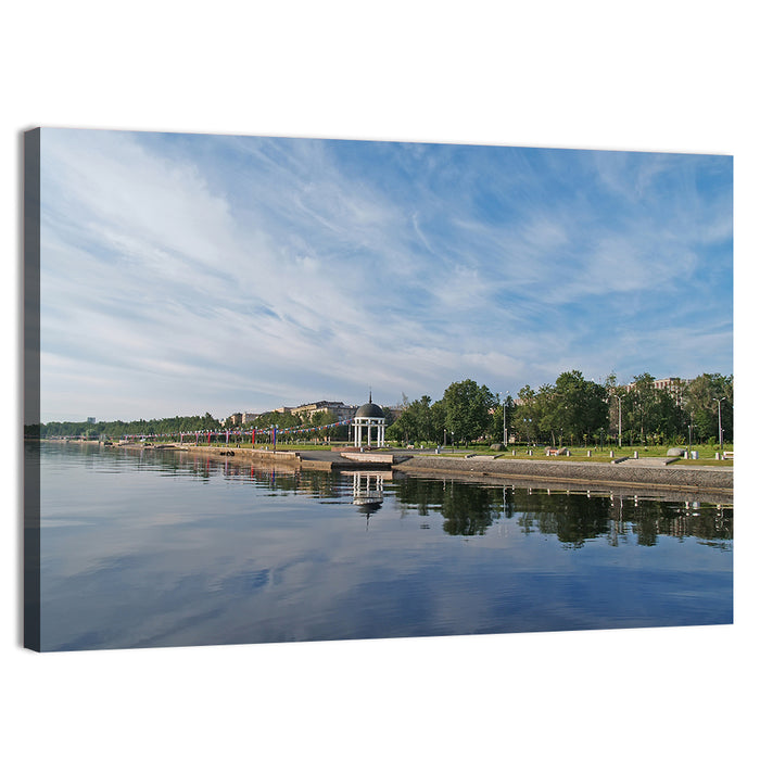 Lake Onega Promenade with Gazebo Wall Art as a canvas print