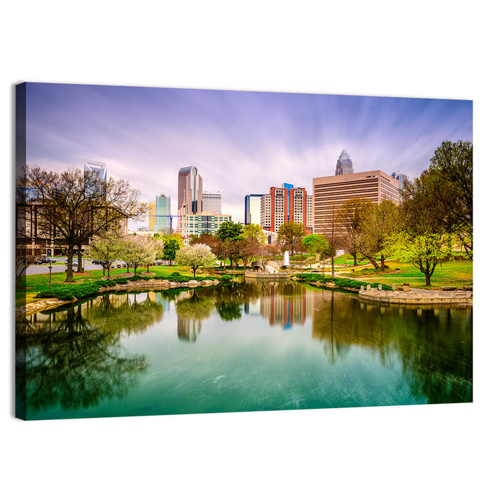 Charlotte Skyline at Marshall Park Wall Art as a canvas print