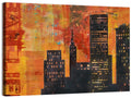 Textured Orange City Skyline Wall Art