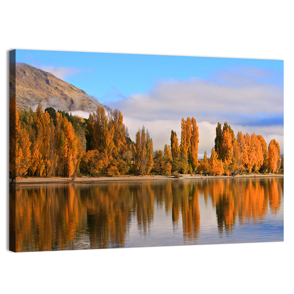 Lake Wanaka Autumn Reflection Wall Art, canvas print, landscape