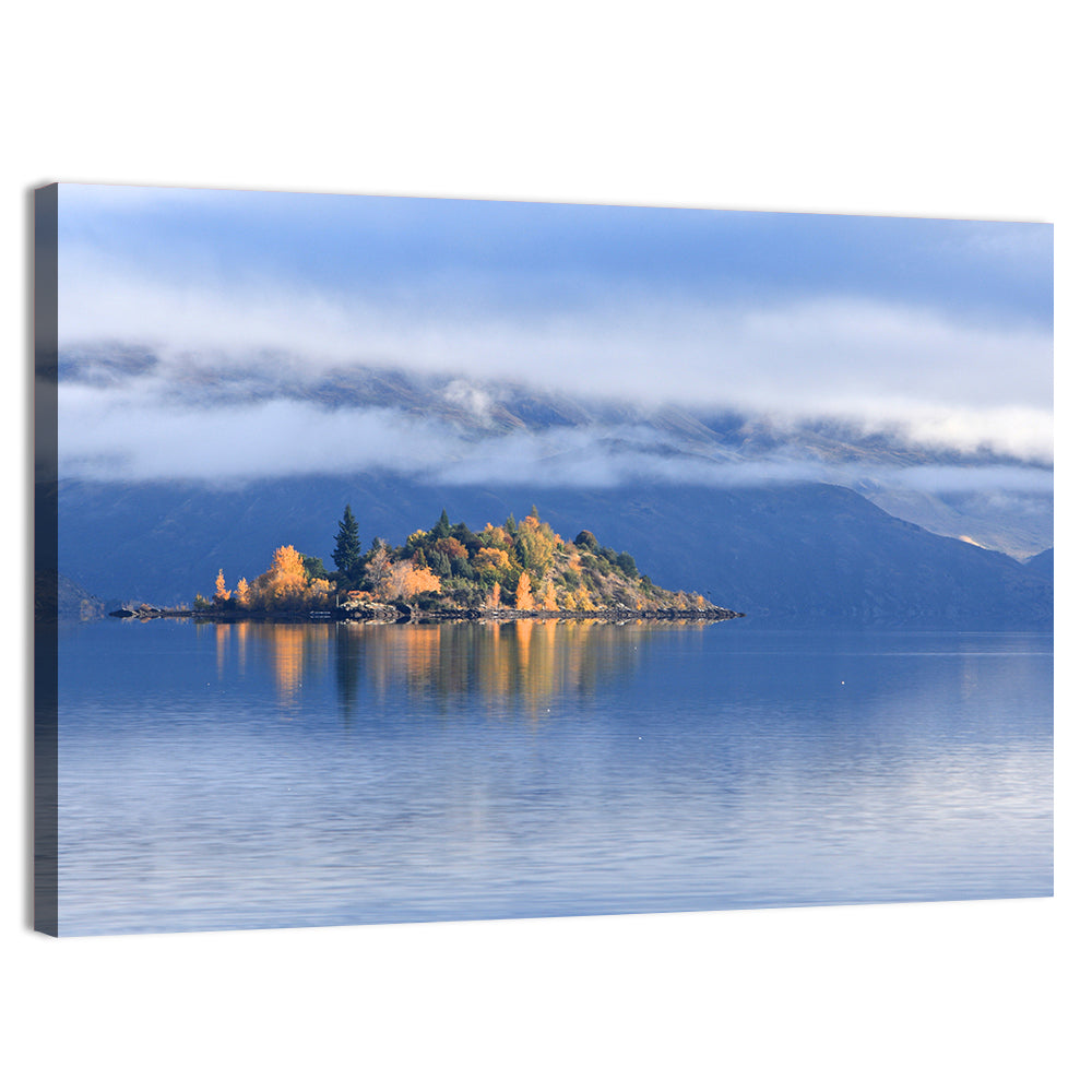 Misty Wanaka Island Reflection Wall Art