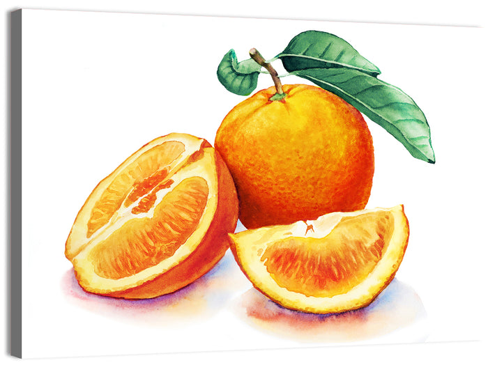 Watercolor Orange Still Life Wall Art as a canvas print
