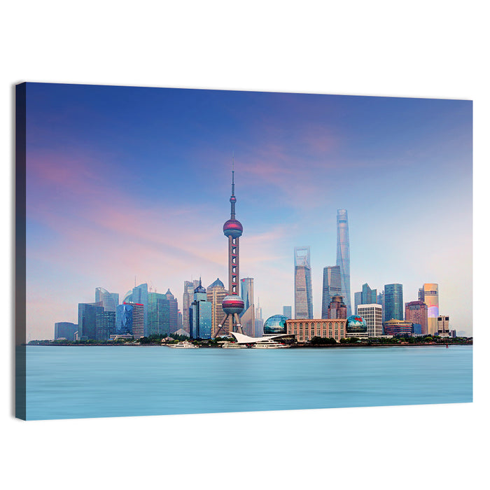Shanghai Lujiazui Skyline Wall Art as a canvas print