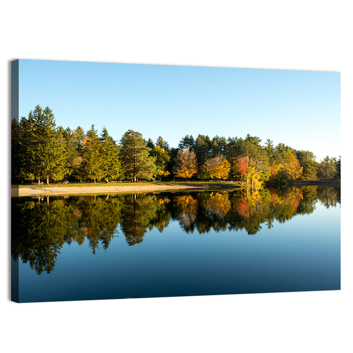Lake Shaftsbury Autumn Reflection Wall Art as a canvas print