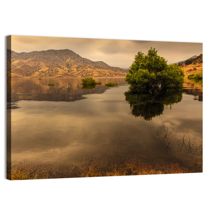 Lake Kaweah Golden Hour Reflection Wall Art as a canvas print