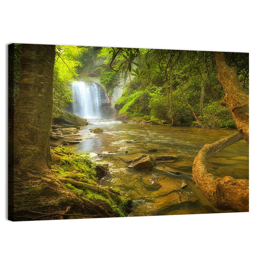 Deep Forest Waterfall Wall Art, canvas print, landscape