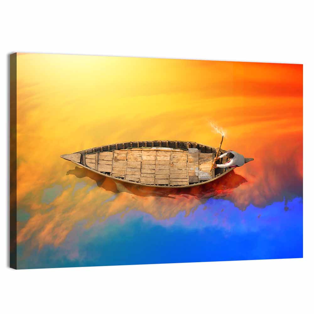 Sunset Rowboat from Above Wall Art