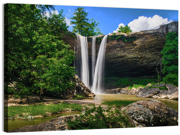 Noccalula Falls Waterfall in Daylight Wall Art as a canvas print