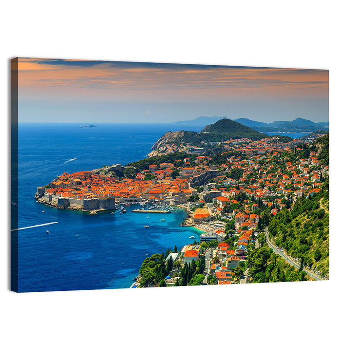 Dubrovnik Old Town Sunset Wall Art as a canvas print