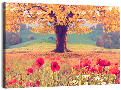 Big Tree & Poppy Floral Wall Art