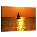 Sailboat Silhouette at Golden Sunset Wall Art