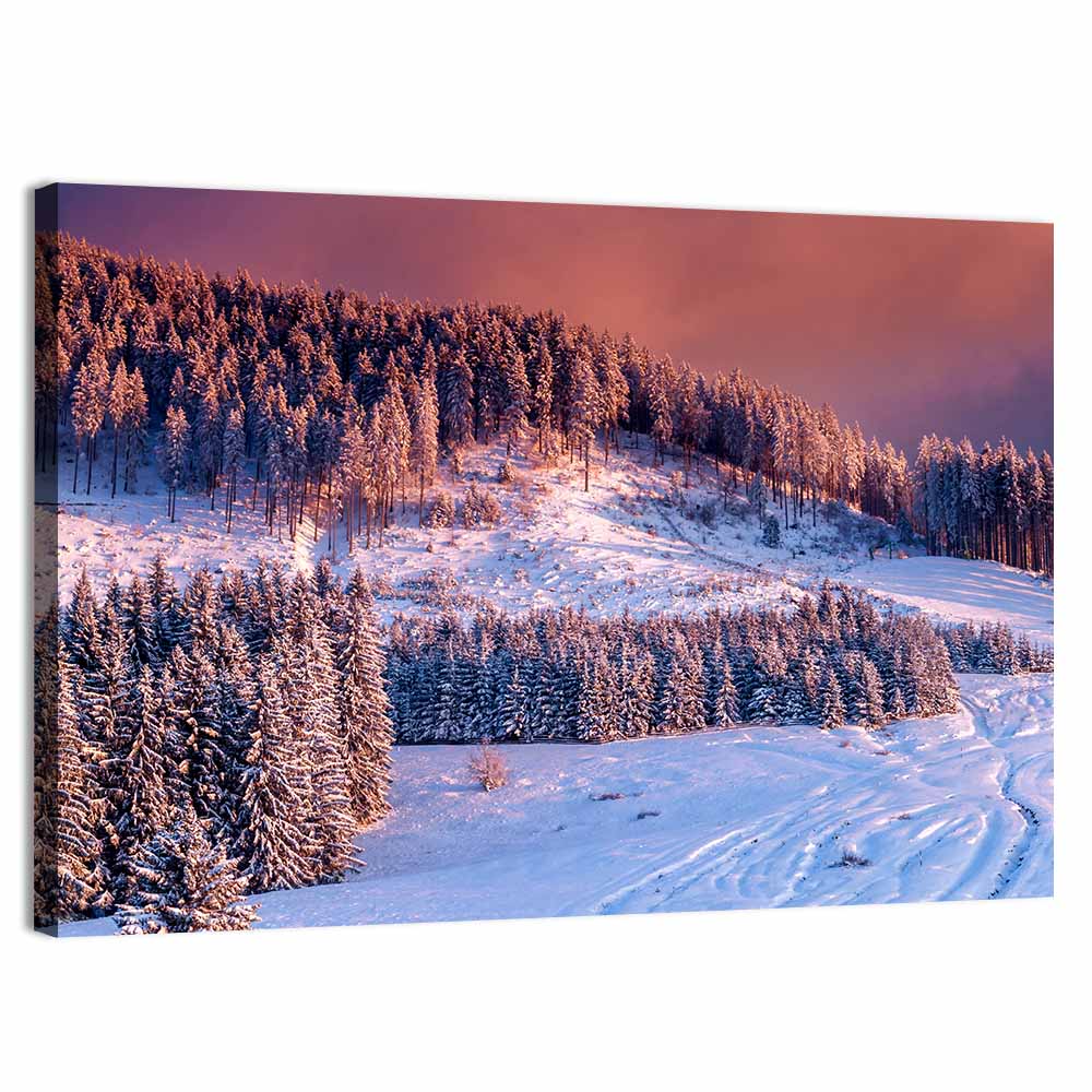 Idyllic Winter Mountain Sunset Wall Art