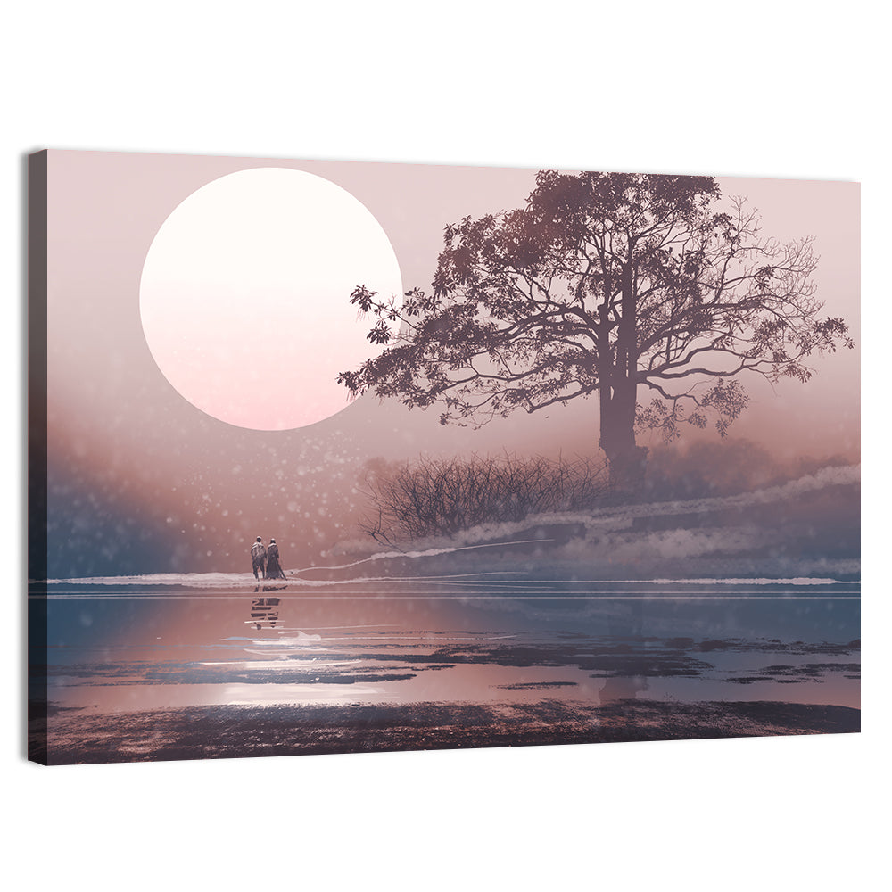 Couple Under Supermoon Wall Art