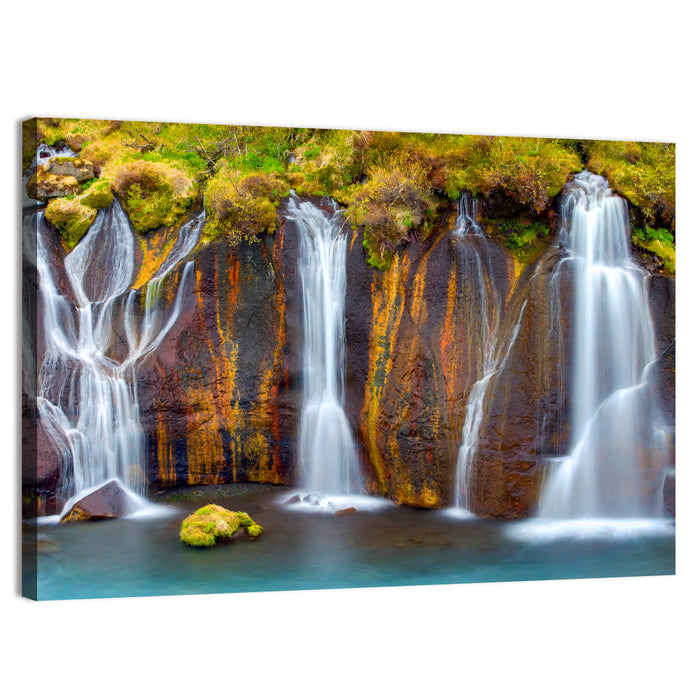 Hraunfossar Falls Wall Art as a canvas print