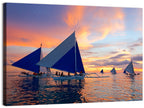Outrigger Sailboats at Sunset Wall Art