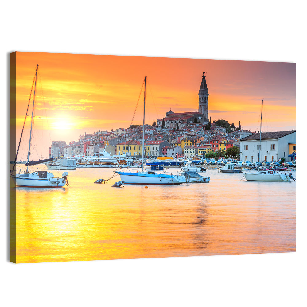 Rovinj Harbor at Sunset Wall Art, canvas print, landscape