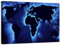 Glowing Digital World Map Wall Art