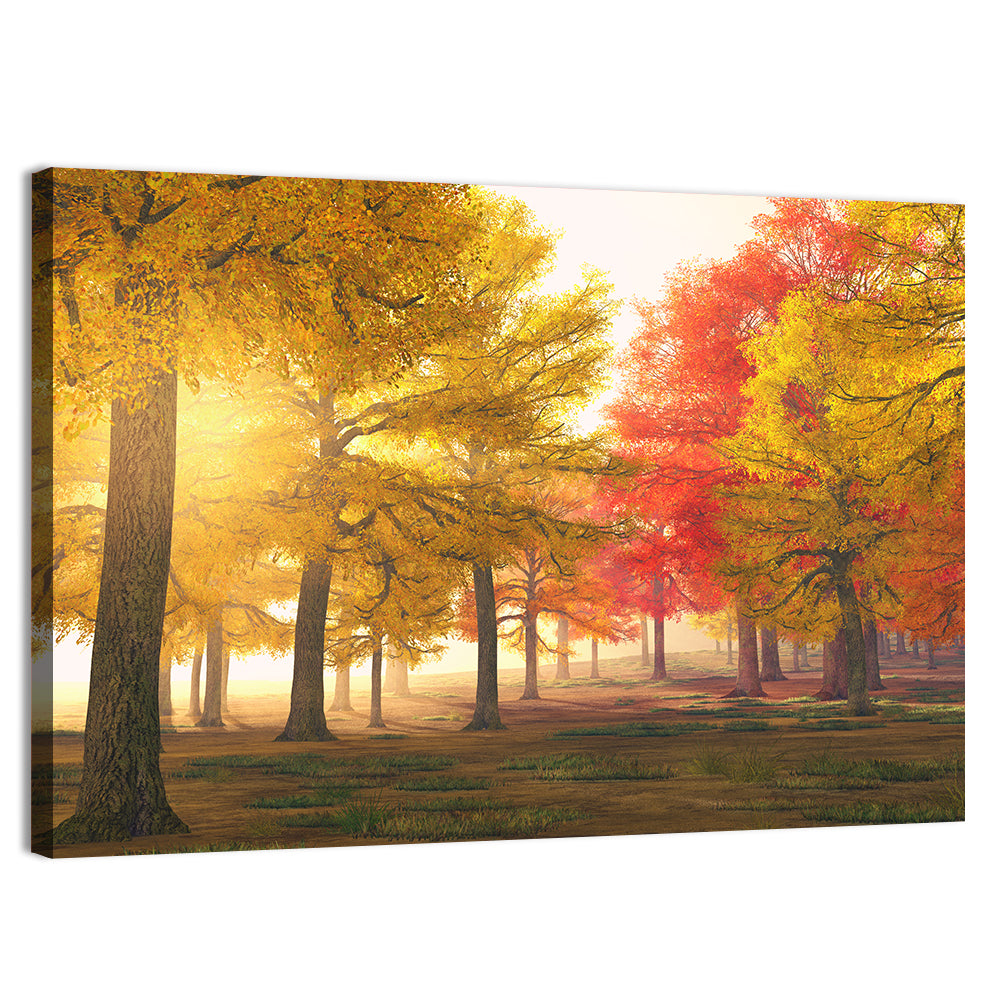Foggy Autumn Forest Wall Art