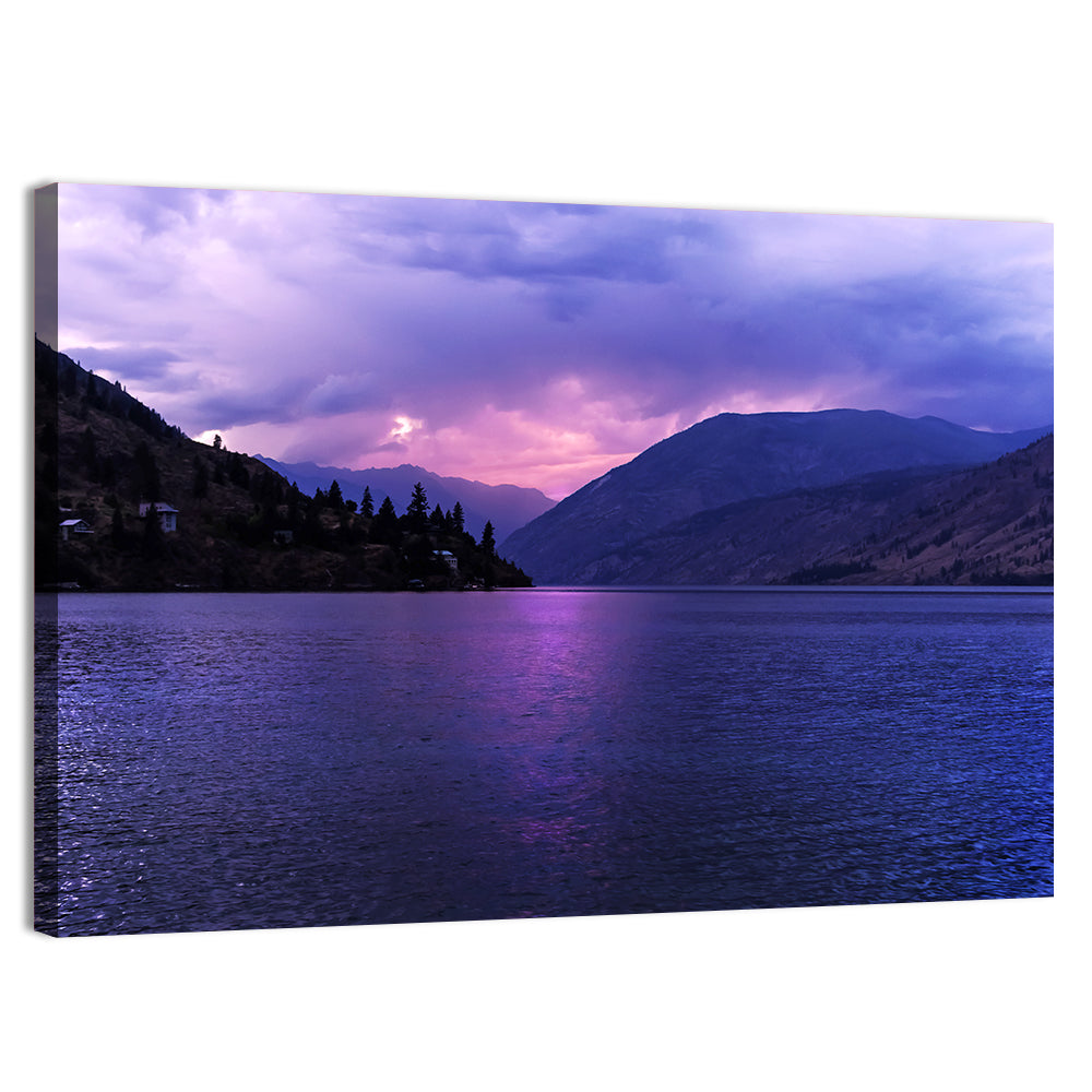Lake Chelan Violet Sunset Wall Art, canvas print, landscape