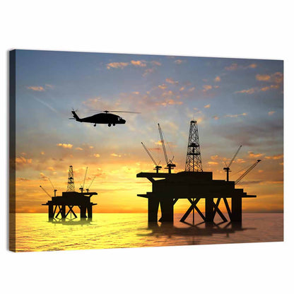 Oil Rigs Silhouette Wall Art