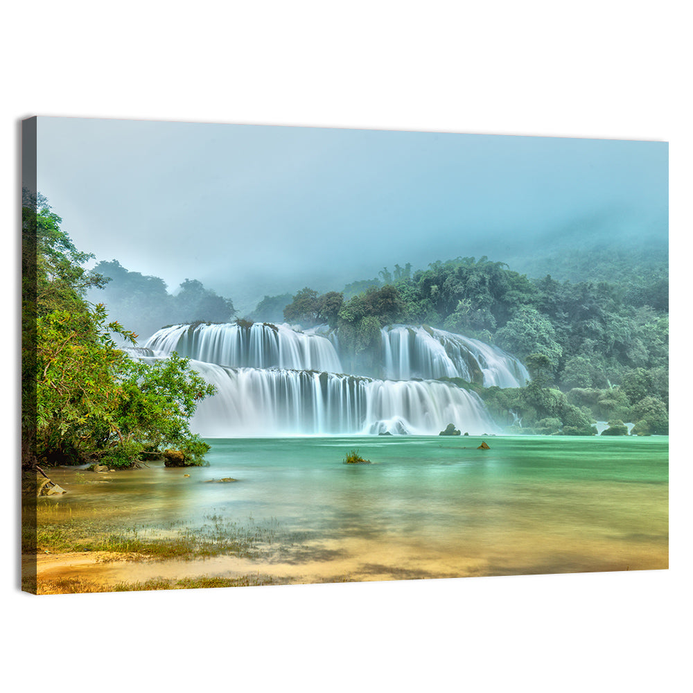 Ban Gioc Waterfalls Misty Morning Wall Art, canvas print, landscape