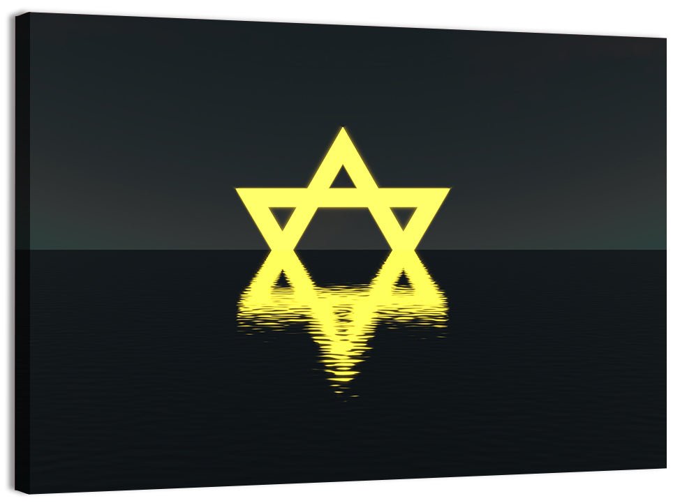 Glowing Star of David Reflection Wall Art
