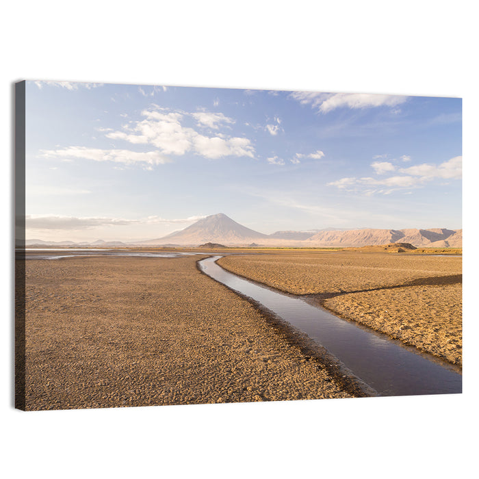 Lake Natron with Ol Doinyo Lengai Wall Art as a canvas print