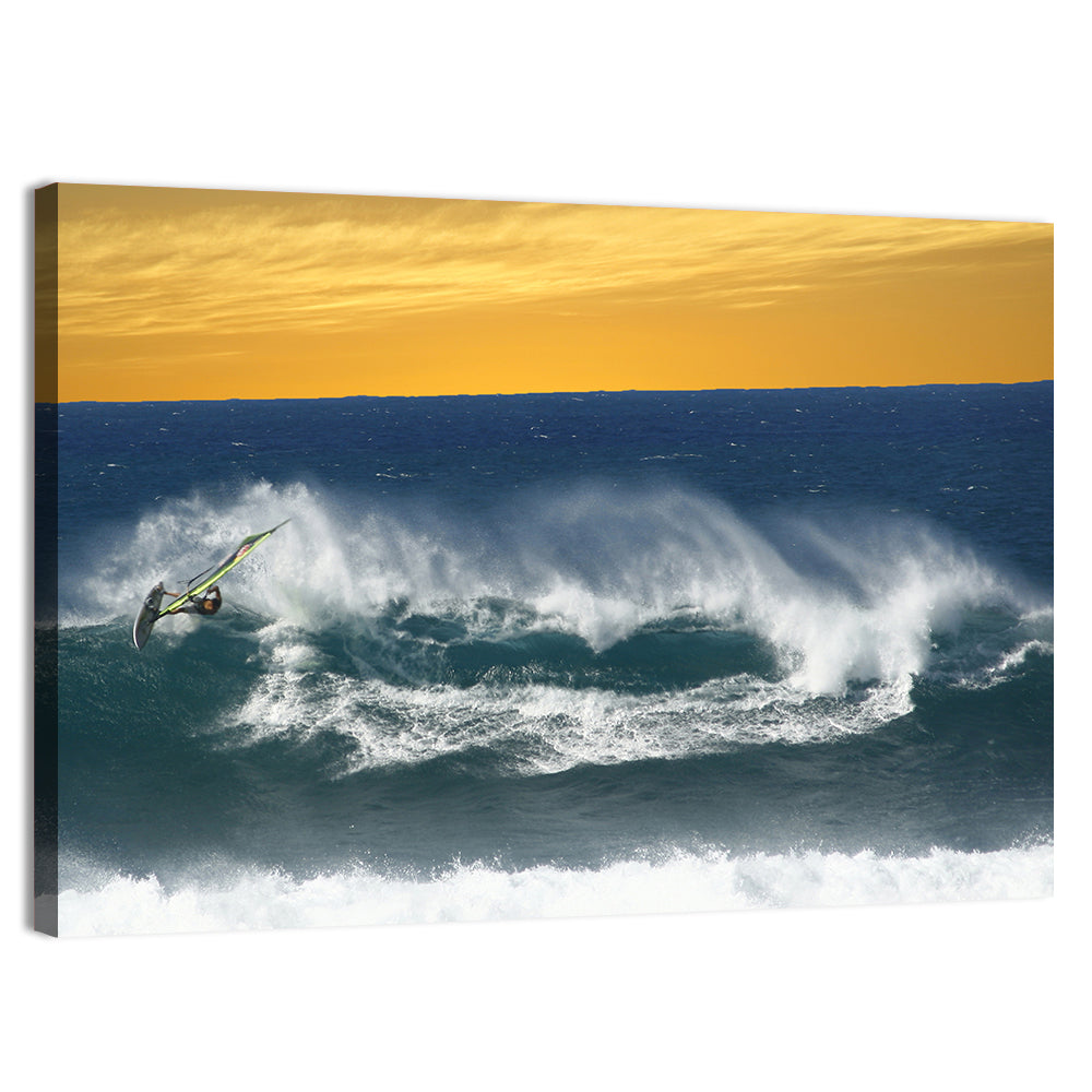 Windsurfer at Golden Wave Wall Art
