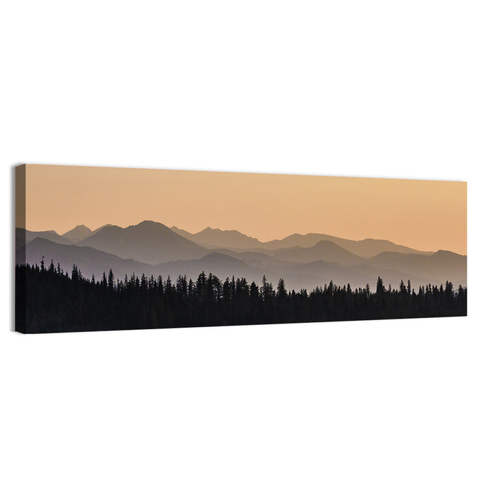 Lavender Mountain Ridge Silhouettes Wall Art as a canvas print