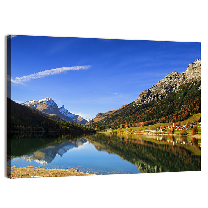 Lake Sils Morning Reflection Wall Art as a canvas print