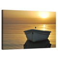 White Rowboat on Golden Sea Wall Art