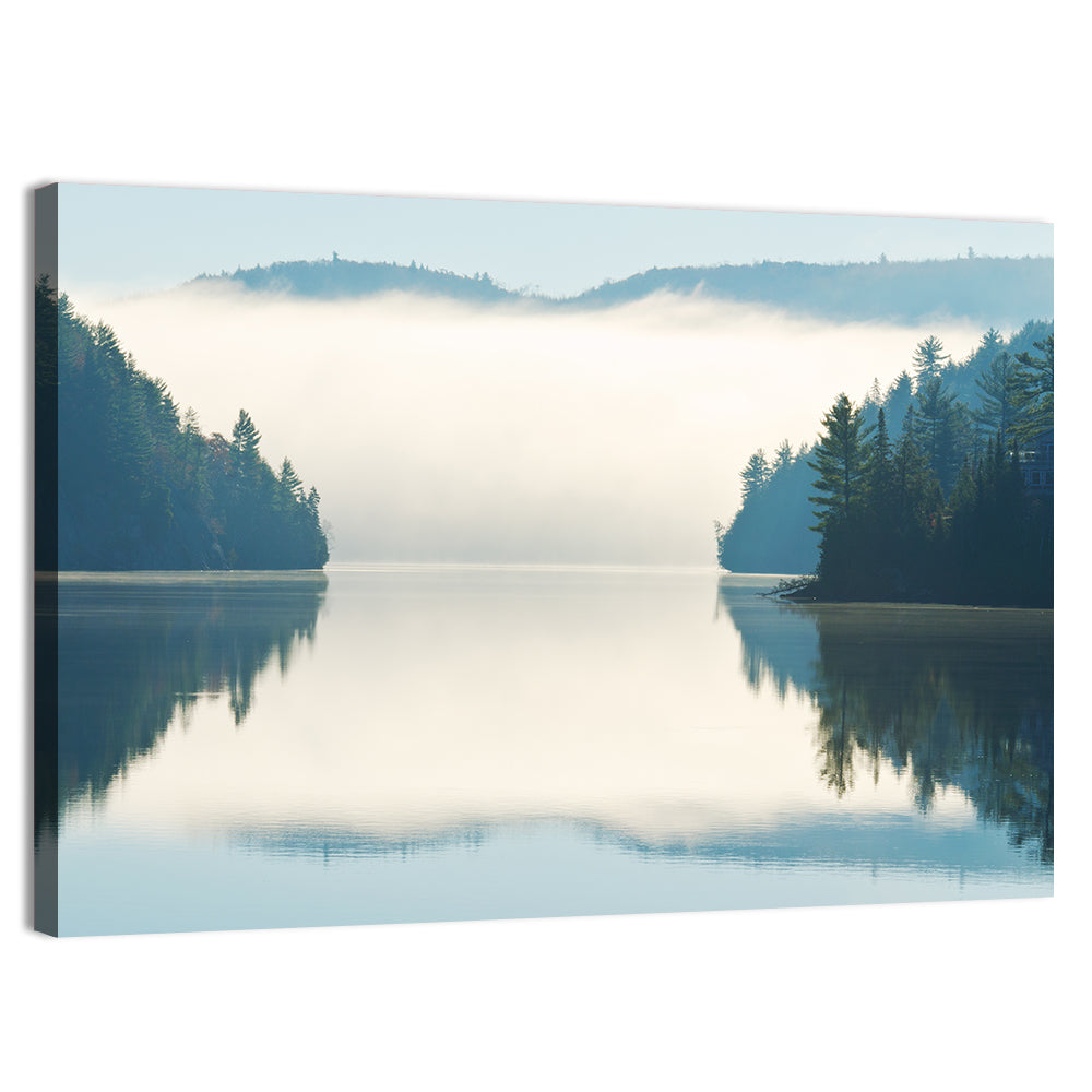 Foggy Lake Morning Wall Art, canvas print, landscape