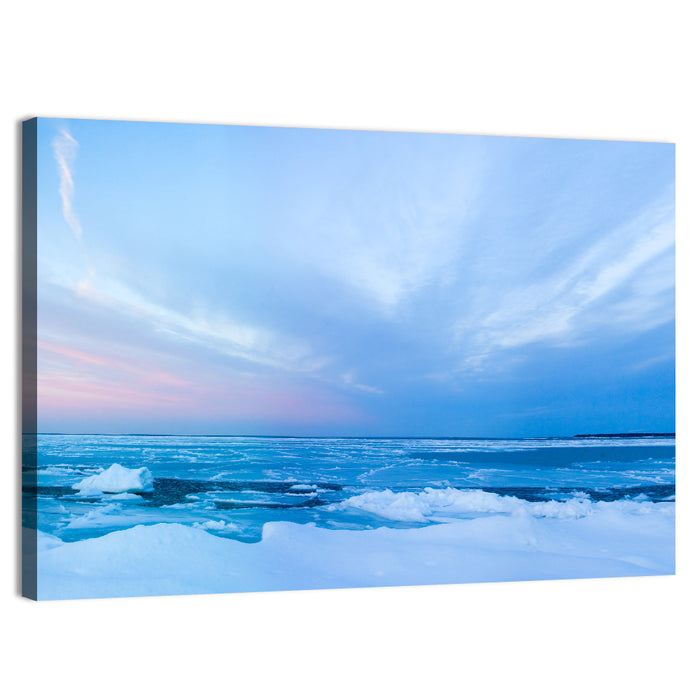 Frozen Blue Seascape Wall Art as a canvas print