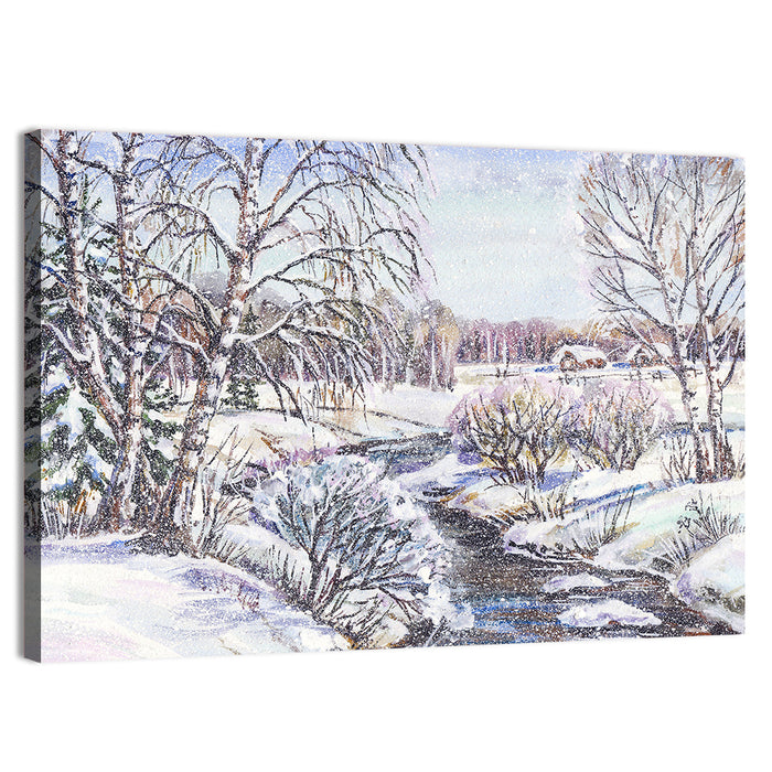 Rural Russian Winter Landscape Wall Art as a canvas print