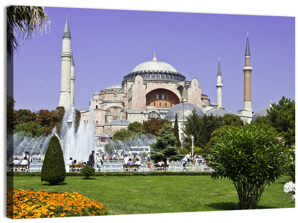 Hagia Sophia Fountain Gardens Istanbul Wall Art, canvas print, landscape