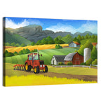 Red Tractor Farm Landscape Wall Art