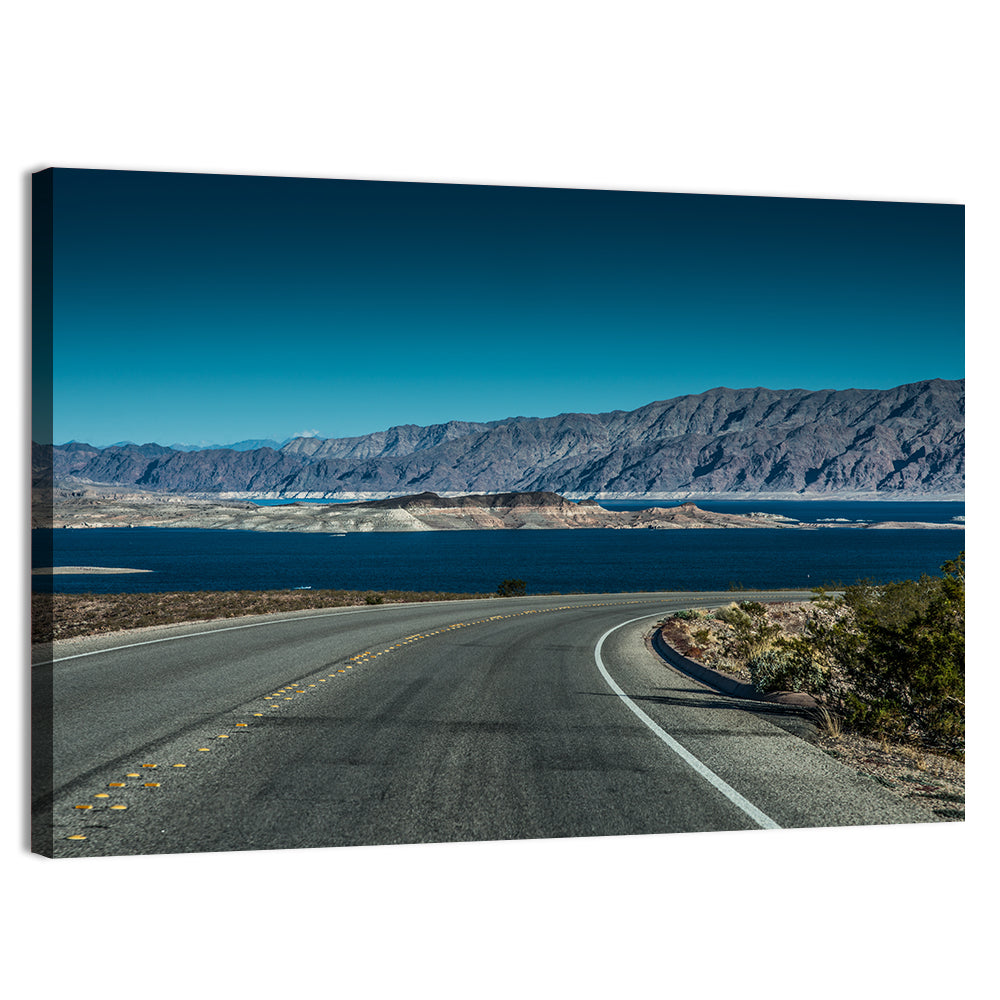 Lake Mead Curved Road Wall Art, canvas print, landscape
