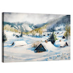Snowy Mountain Village Wall Art
