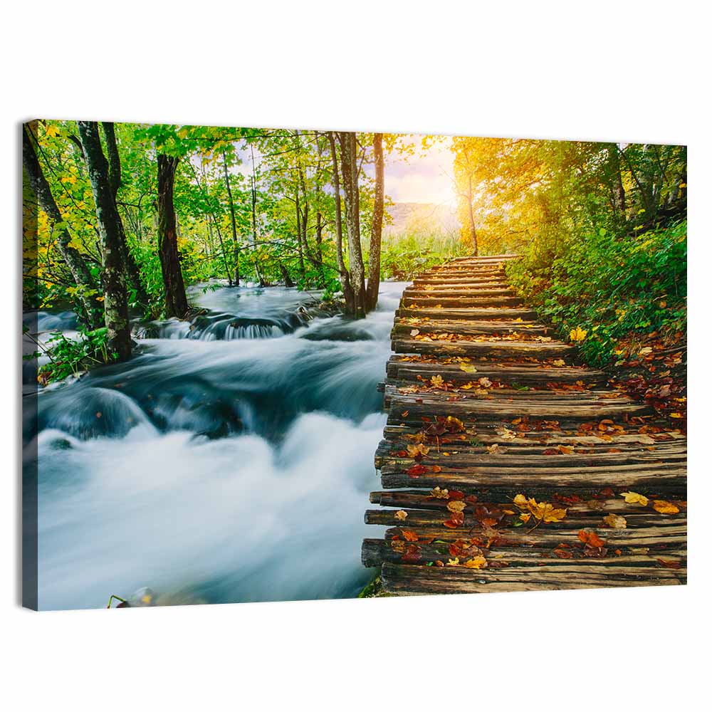 Plitvice Lakes Autumn Walkway Wall Art