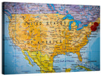 Vintage USA Map with Northeastern Pushpin Wall Art