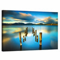 Golden Hour Pier on Lake Wall Art