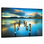 Golden Hour Pier on Lake Wall Art