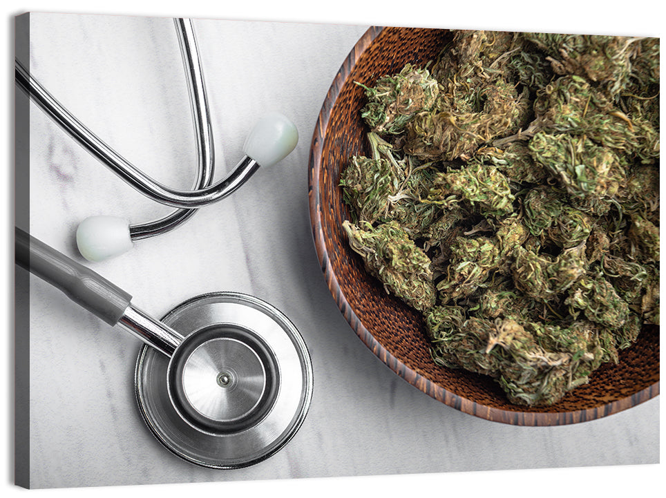Stethoscope and Medical Cannabis Still Life Wall Art