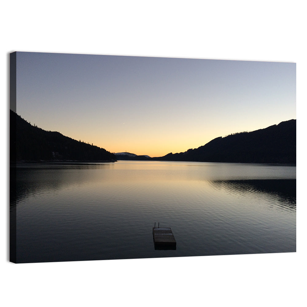 Lake Cushman Dock at Dusk Wall Art, canvas print, landscape
