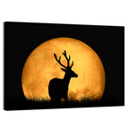 Buck Silhouette Under Red Moon Wall Art