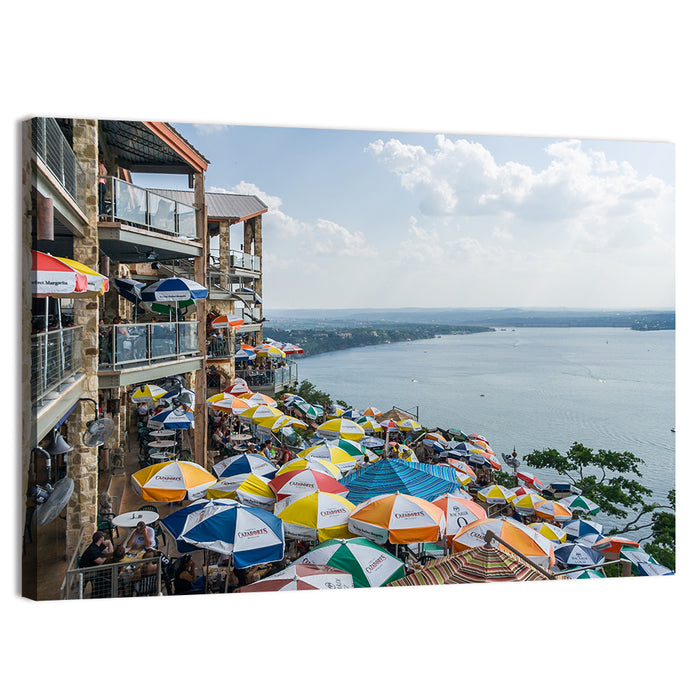 Lake Travis Lakeside Terrace Wall Art as a canvas print