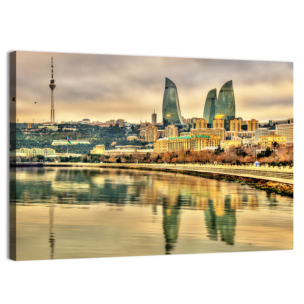 Baku Reflection Wall Art, canvas print, landscape