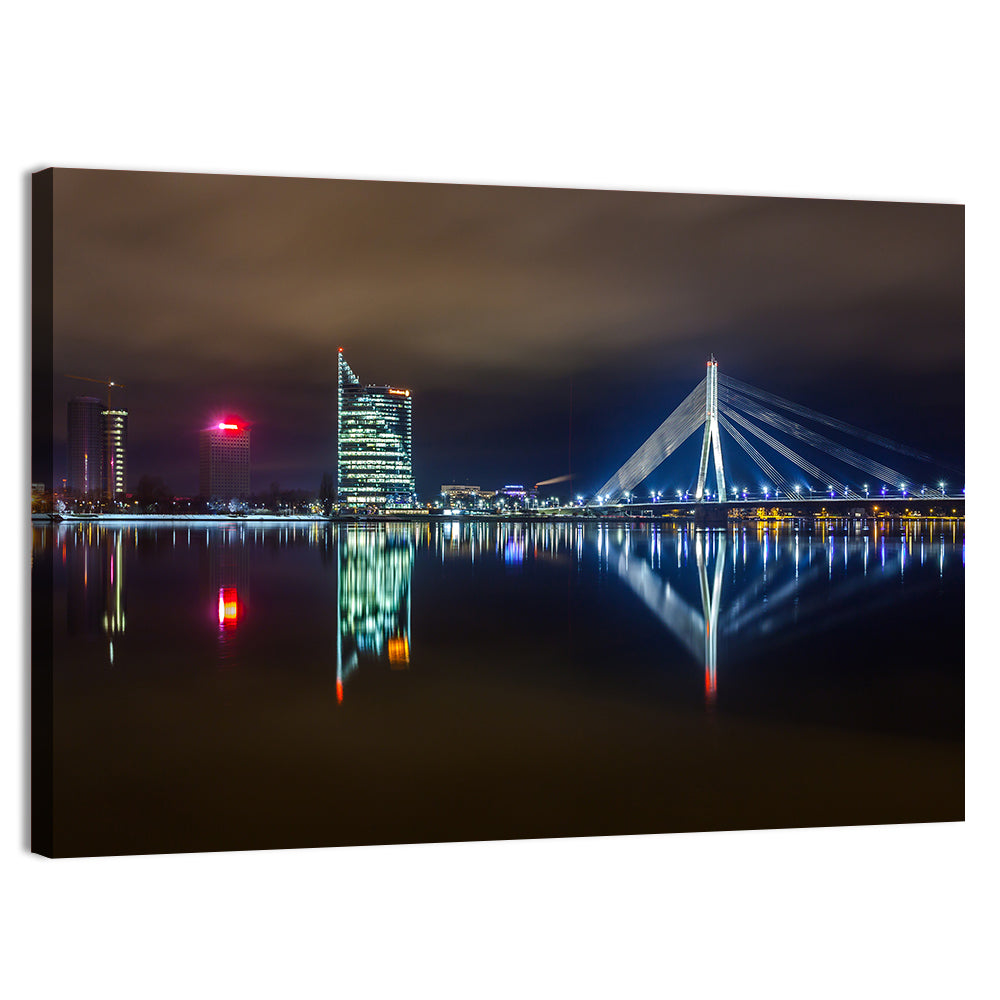 Vanšu Bridge Night Skyline Wall Art, canvas print, landscape